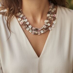 Natural Gemstone Beaded Multi-Strand Necklace